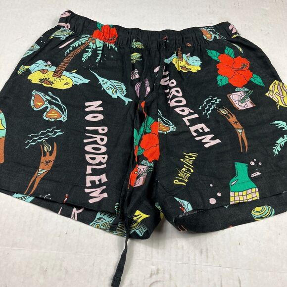 Nicole Miller Linen Shorts No Problem Jamaica Vacation Summer Drawstring Waist S - Picture 2 of 11